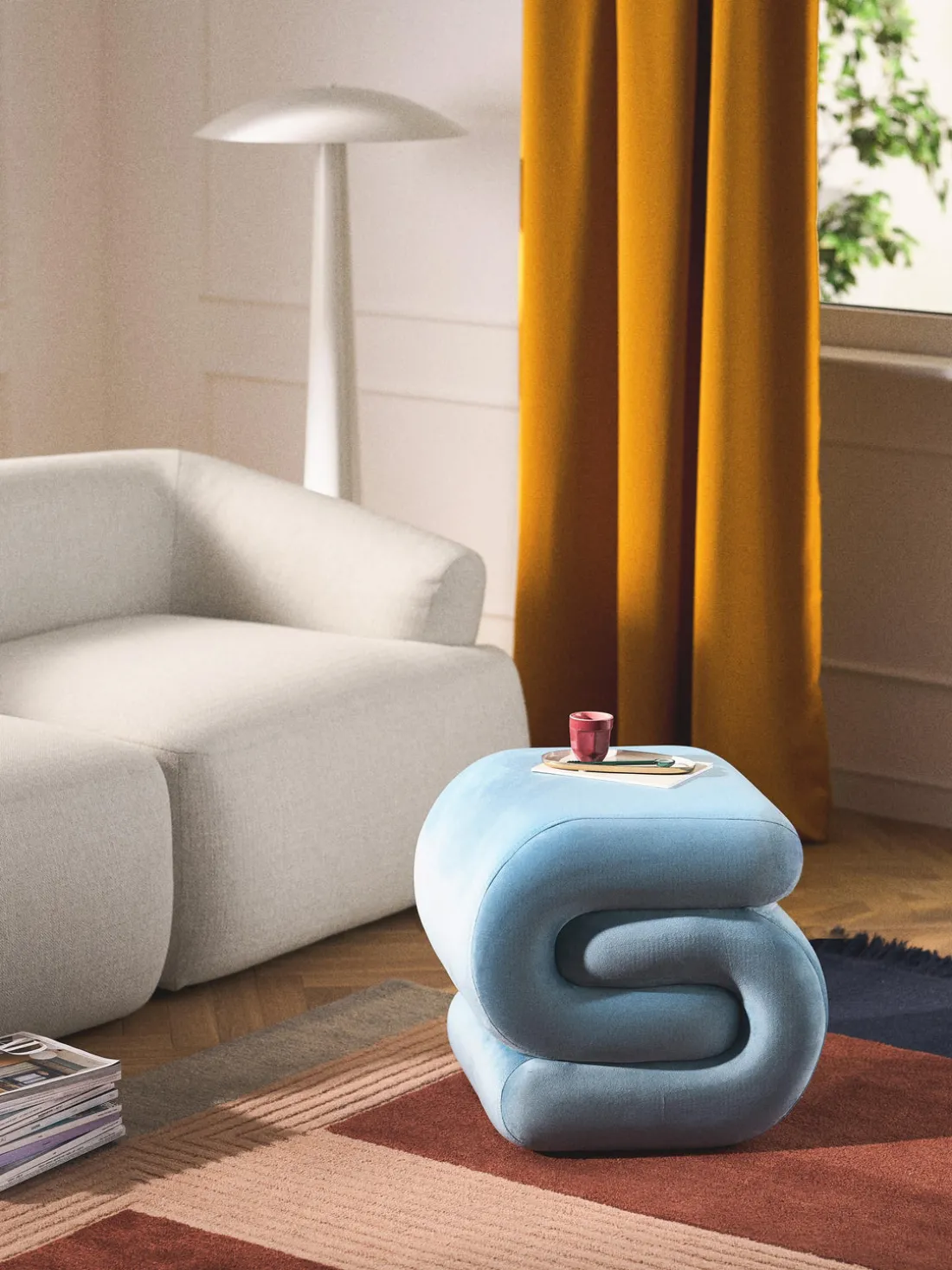 Puf de terciopelo Merle