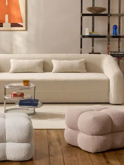 Puf en tejido bouclé Ellie