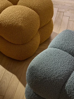 Puf en tejido bouclé Ellie