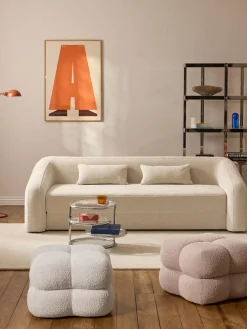 Puf en tejido bouclé Ellie