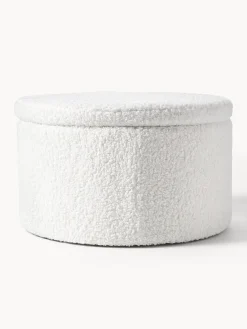 Puf grande de borreguillo con espacio de almacenamiento Alida