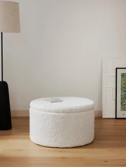 Puf grande de borreguillo con espacio de almacenamiento Alida
