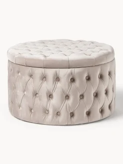 Puf grande de terciopelo Chiara, con espacio de almacenamiento