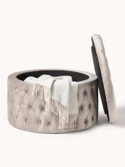 Puf grande de terciopelo Chiara, con espacio de almacenamiento