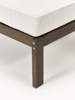 Puf reposapiés de jardín en tejido bouclé de madera de acacia Bo