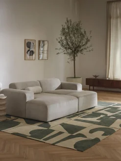 Puf reposapiés de pana grande Melva, 116 x 42 cm