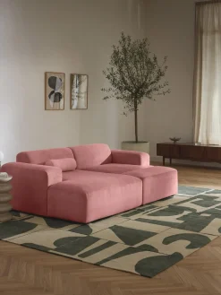 Puf reposapiés de pana grande Melva, 116 x 42 cm