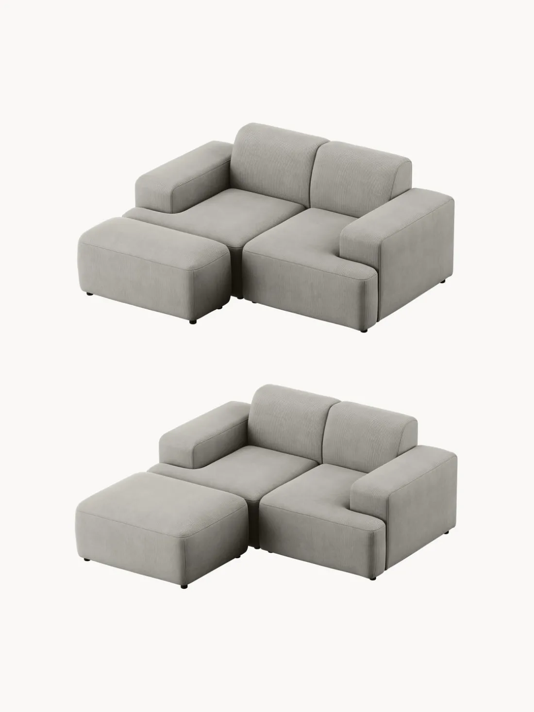 Puf reposapiés de pana Melva, 99 x 42 cm