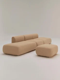 Puf reposapiés en tejido bouclé Sofia