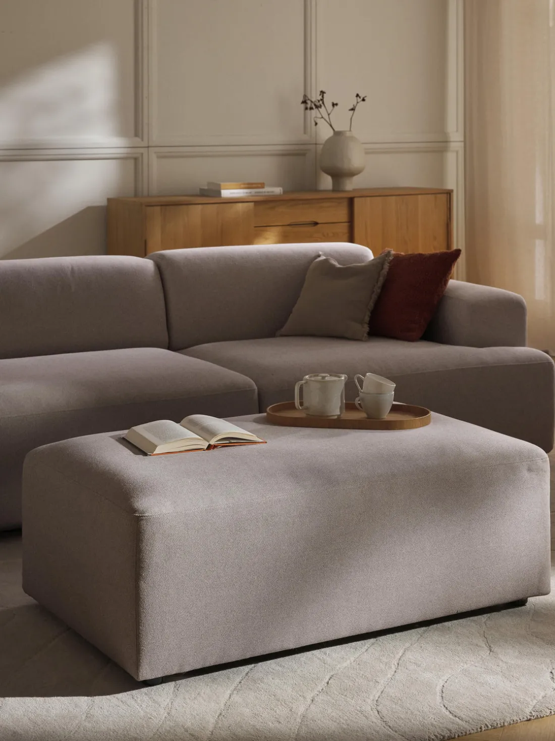 Puf reposapiés grande Melva, 116 x 72 cm