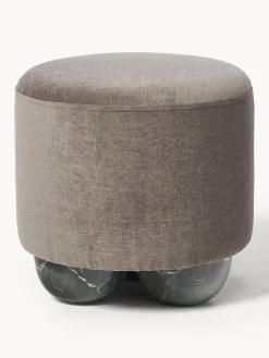 Puf reposapiés tapizado con patas en look de mármol Lino
