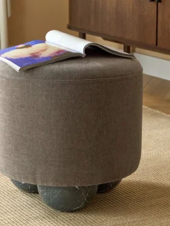 Puf reposapiés tapizado con patas en look de mármol Lino