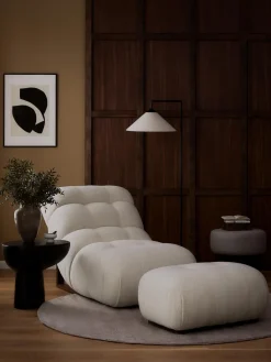 Puf reposapiés tapizado en borreguillo Stanley