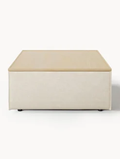 Reposapiés puf de mezcla de lino con espacio de almacenamiento Lennon