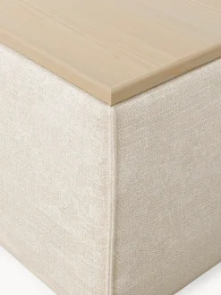 Reposapiés puf de mezcla de lino con espacio de almacenamiento Lennon