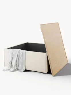 Reposapiés puf de mezcla de lino con espacio de almacenamiento Lennon