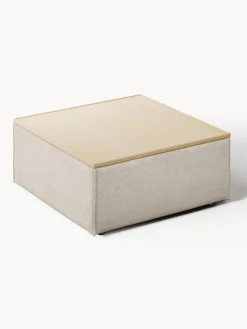 Reposapiés puf de mezcla de lino con espacio de almacenamiento Lennon