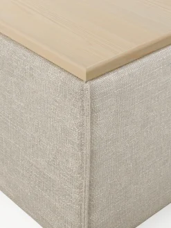 Reposapiés puf de mezcla de lino con espacio de almacenamiento Lennon