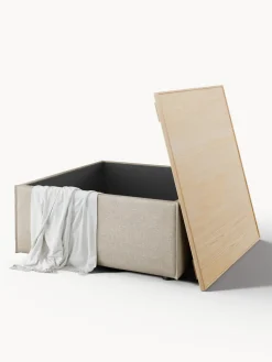 Reposapiés puf de mezcla de lino con espacio de almacenamiento Lennon