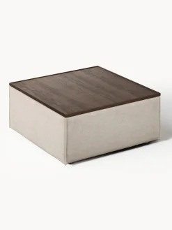 Reposapiés puf de mezcla de lino con espacio de almacenamiento Lennon