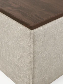 Reposapiés puf de mezcla de lino con espacio de almacenamiento Lennon