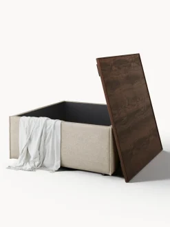 Reposapiés puf de mezcla de lino con espacio de almacenamiento Lennon