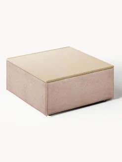 Reposapiés puf de mezcla de lino con espacio de almacenamiento Lennon