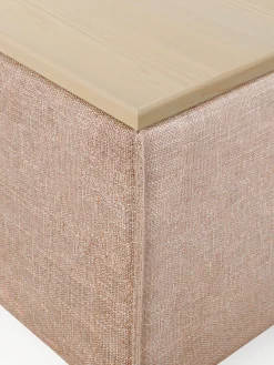 Reposapiés puf de mezcla de lino con espacio de almacenamiento Lennon