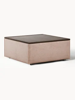 Reposapiés puf de mezcla de lino con espacio de almacenamiento Lennon