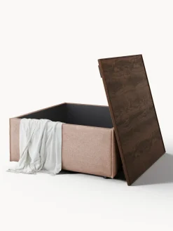 Reposapiés puf de mezcla de lino con espacio de almacenamiento Lennon