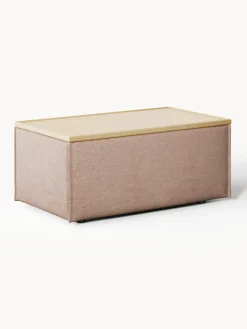 Reposapiés puf de mezcla de lino con espacio de almacenamiento Lennon