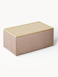 Reposapiés puf de mezcla de lino con espacio de almacenamiento Lennon