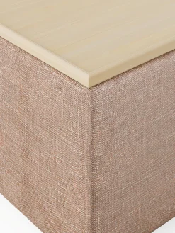 Reposapiés puf de mezcla de lino con espacio de almacenamiento Lennon