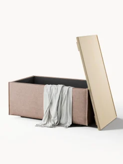 Reposapiés puf de mezcla de lino con espacio de almacenamiento Lennon