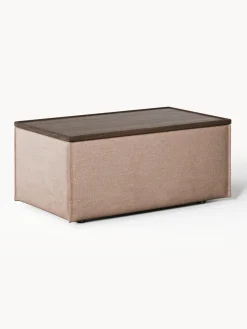 Reposapiés puf de mezcla de lino con espacio de almacenamiento Lennon
