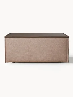 Reposapiés puf de mezcla de lino con espacio de almacenamiento Lennon