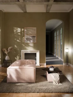 Reposapiés puf de mezcla de lino con espacio de almacenamiento Lennon