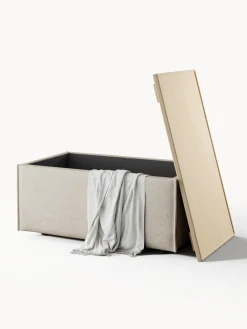 Reposapiés puf de mezcla de lino con espacio de almacenamiento Lennon