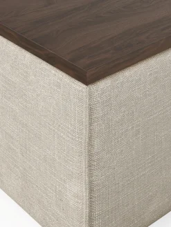 Reposapiés puf de mezcla de lino con espacio de almacenamiento Lennon