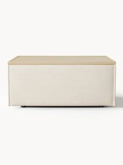 Reposapiés puf de mezcla de lino con espacio de almacenamiento Lennon