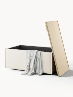 Reposapiés puf de mezcla de lino con espacio de almacenamiento Lennon