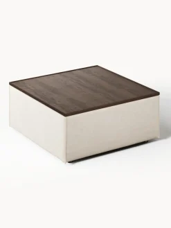 Reposapiés puf de mezcla de lino con espacio de almacenamiento Lennon