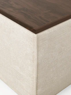 Reposapiés puf de mezcla de lino con espacio de almacenamiento Lennon