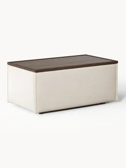 Reposapiés puf de mezcla de lino con espacio de almacenamiento Lennon