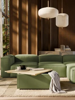 Reposapiés puf de pana con espacio de almacenamiento Lennon