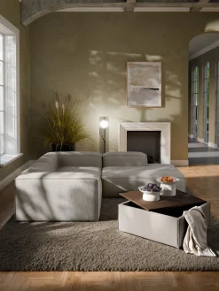 Reposapiés puf de pana con espacio de almacenamiento Lennon