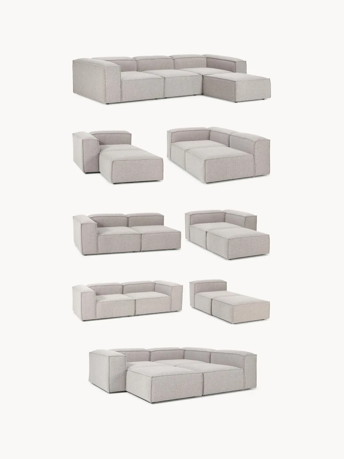 Reposapiés puf en tejido bouclé Lennon