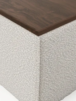 Reposapiés puf en tejido bouclé con espacio de almacenamiento Lennon