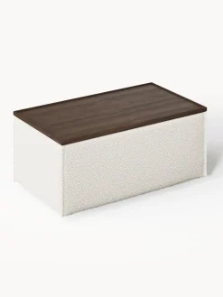 Reposapiés puf en tejido bouclé con espacio de almacenamiento Lennon