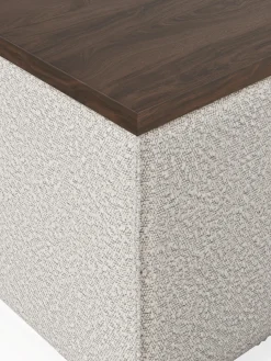 Reposapiés puf en tejido bouclé con espacio de almacenamiento Lennon